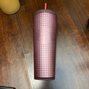 Starbucks Dusty Rose Pink Berry Shimmer Grid Cold Cup